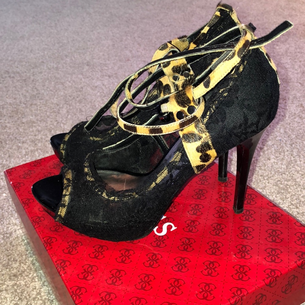 Black lace and leopard heels.